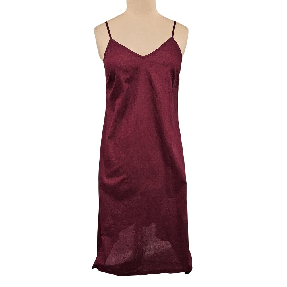 April Cornell Modern Prairie Burgundy Rayon Midi Slip Dress Cottagecore Medium